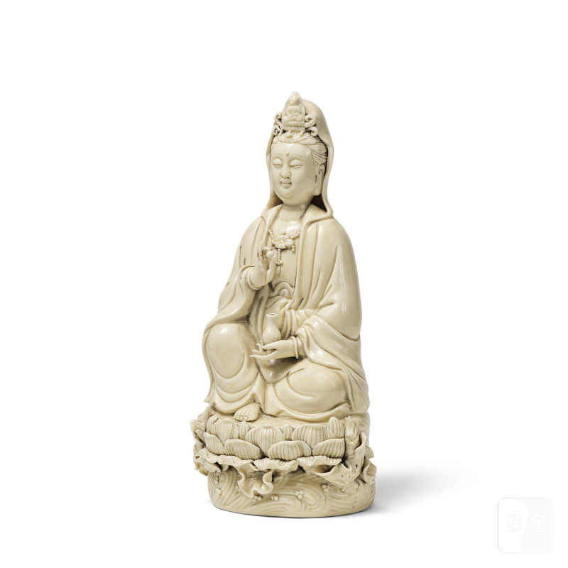 二十世紀 白釉觀音像 | STATUETTE DE GUANYIN EN PORCELAINE BLANC DE CHINE - 图3